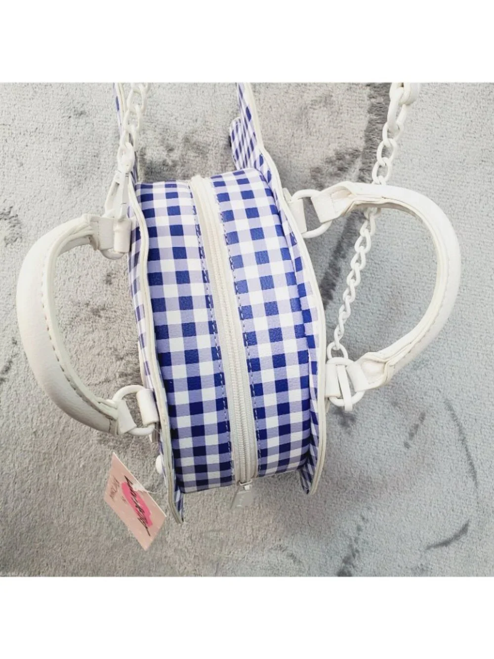 Betsey Johnson Crossbody Bag Fish Blue Gingham Nautical Kitsch Resort Beach Cruz